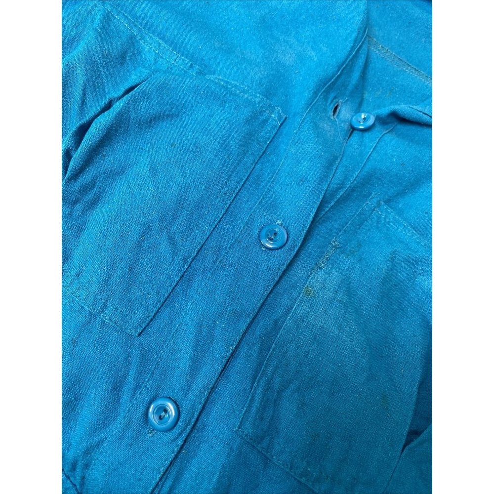 VTG Naturelle George Georgiou Teal Raw Silk Jumpsuit Chest Pockets One Piece S - Picture 10 of 15